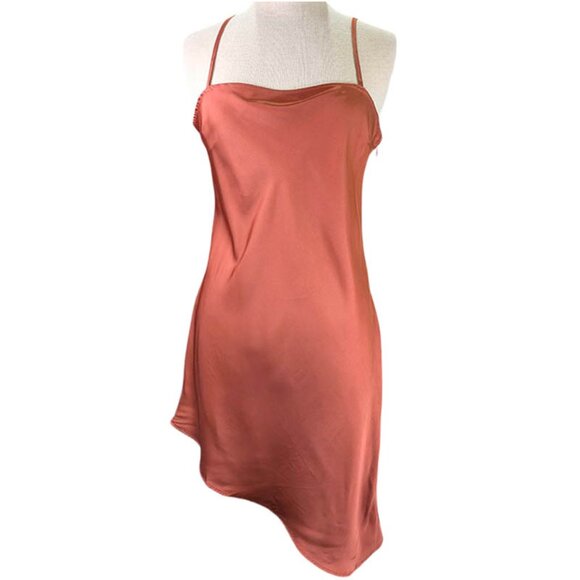 NEW Forever 21 Slip Dress Womens Large Orange Y2K Coquette Girl Fairy Slinky - Picture 1 of 9